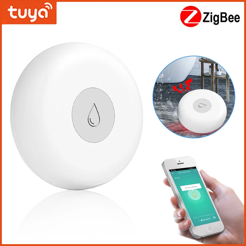 Tuya ZigBee Water Leak Detector Smart Home Flood Water Leakage Security Alarm Remote Control