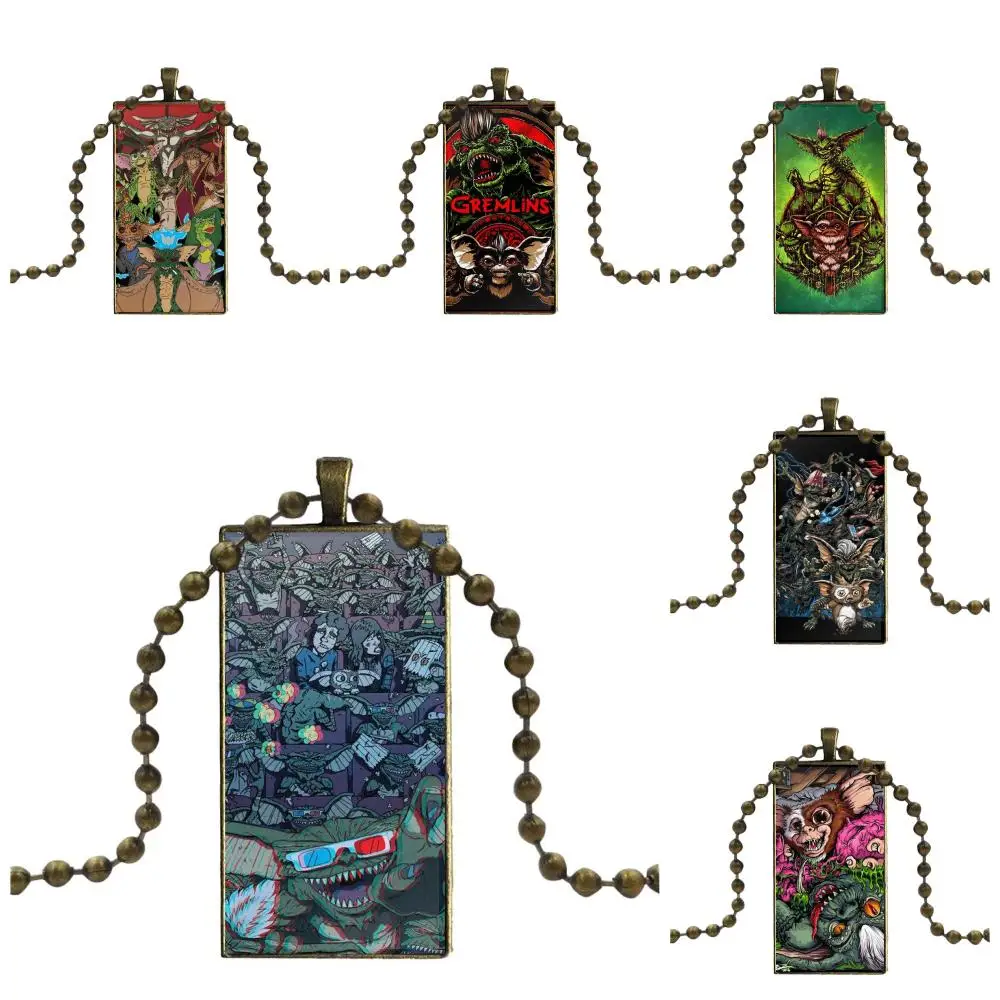 

For Women Girls Design Fashion Vintage Glass Women Rectangle Necklace Pendants Gremlins
