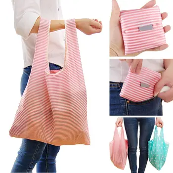 

Flower Star Striped foldable green shopping bag Tote Folding pouch handbags Convenient Large-capacity storage bags dropshipping