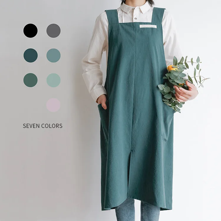 

Japanese Apron Literary Solid Color Split Home Daily Florist Barista Roast Shop Work Clothes Fashion Simple