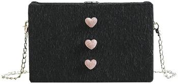 

QZUnique Women's Velvet Handbag Crossbody Lock Closure Square Shoulder Bag with Love Ornament Purple