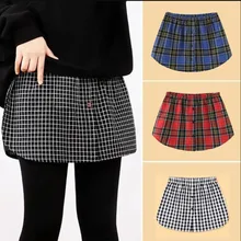 

Plaid Fake Shirt Tail Blouse Hem Skirt Fake Top Lace Mini Skirt Shirt Casual Skirt Sweater Extender Hemline Women Accessories