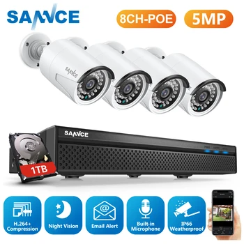 

SANNCE 8CH 5MP HD POE Network Video Security System 5MP H.264+ NVR With 4X 5MP 30M EXIR Night Vision Weatherproof IP Camera