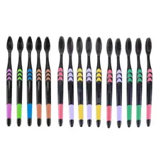 Мягкая Bamboo угольно-черная зубная щетка для взрослых, противоскользящая зубная щетка для ухода за зубами