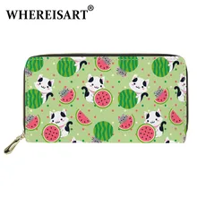 

WHEREISART Cartoon Fruit Animal Wallet For Women High Quality PU Leather Long Handbag Stylish Casual Money Card Holder Purses