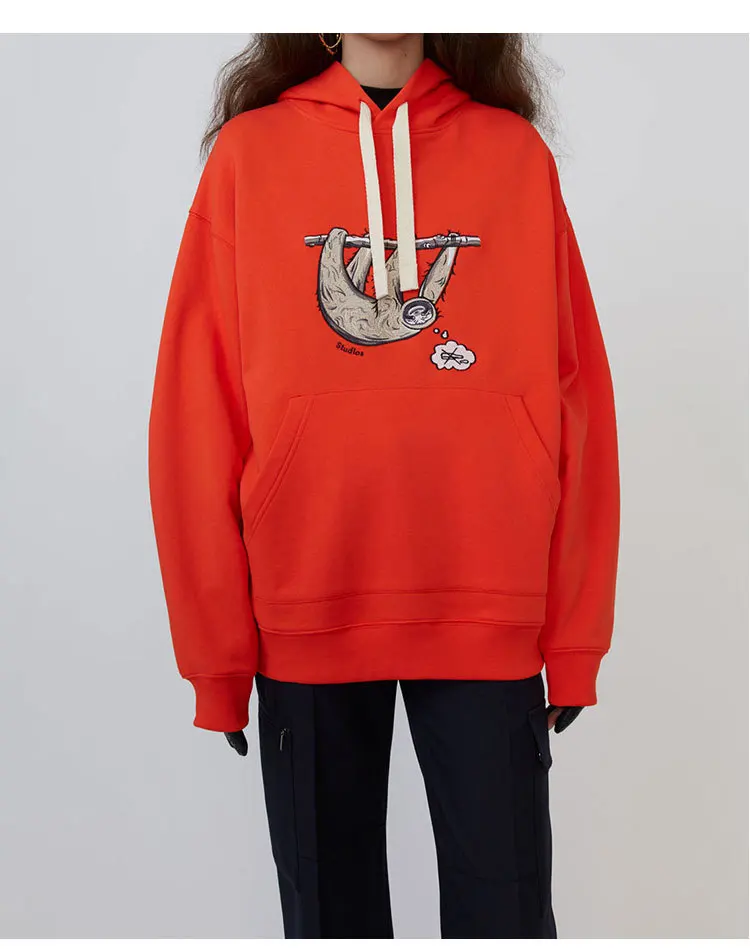 

Spring Autumn Sloth Sea Lion Dog Animal Embroidery Loose Hooded Men's and Women's Sweatshirt Hoodie A3