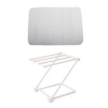 

1Pcs Memory Foam Bathroom Mat Non-Slip Rice White & 1Pcs Folding Cloth Storage Rack Kitchen