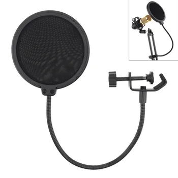 

Double Layer Windscreen Studio Microphone Flexible Wind Screen Mask Mic Pop Filter Bilayer Shield 155MM for Speaking Recording