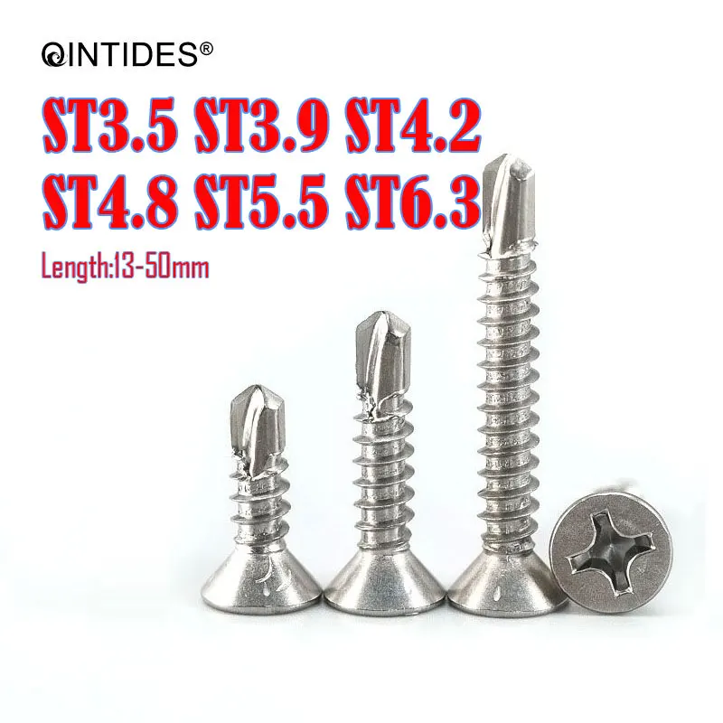 410 Stainless Steel Self-tapping Screw Bolt Cross Head Drilling M4.8 M5.5 M6.3 