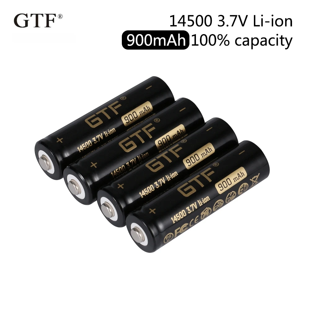 GTF 14500 3,7 V 900mAh реальная емкость литий ионная аккумуляторная батарея для фонарика/дистанционного управления/игрушечная головка 14500 3,7 V батарея|Перезаряжаемые батареи|   | АлиЭкспресс