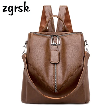 

Female Backpack Women Brand 2020 New Fashion Soft Leather Women School Bag Multifunctional Large Capacity Casual Travel Rucksack