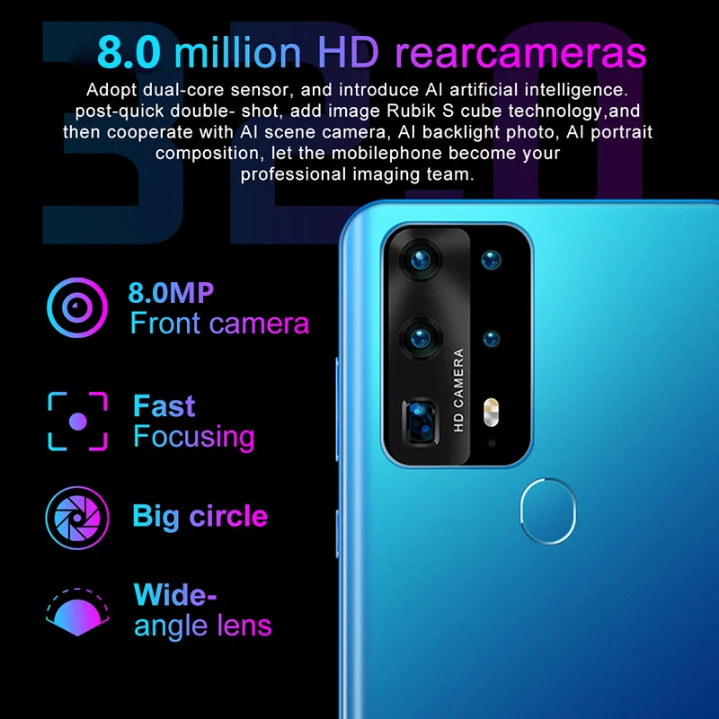 SOYES P40 Pro Mobile Phones Android RAM 3GB ROM 32GB Face Unlock Smartphones 6.7In Global Version Big Screen 4800mAh Cell Phone