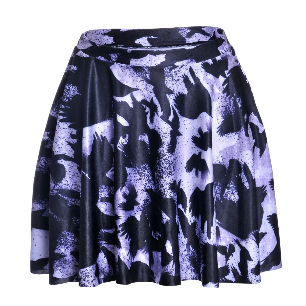 

European And American Style Star Digital Pleated Short Skirt Crow Pattern Skirt Cool Pattern Skirt