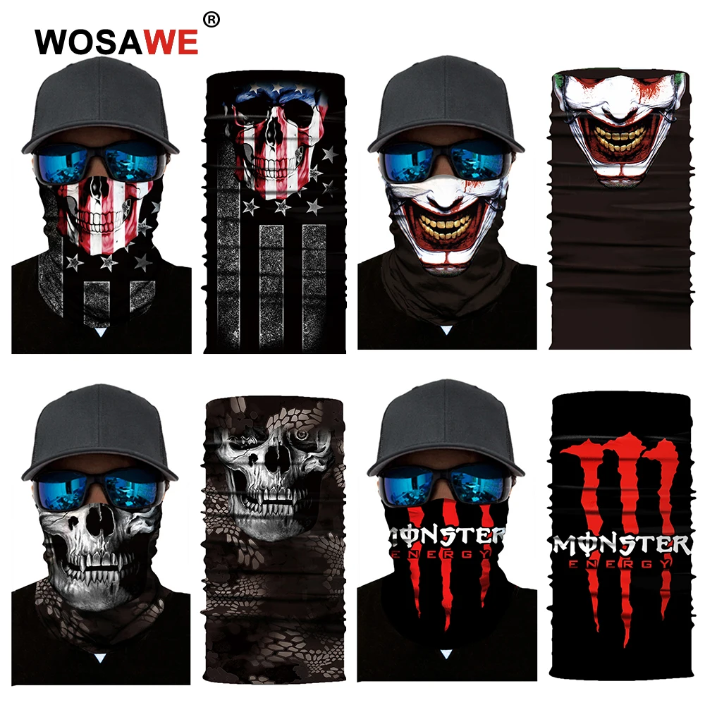 

WOSAWE Motorcycle Face Mask Scarf Neck Warmer Half Mask Ski Balaclava Headband Windproof Sun Protection Dustproof Halloween Gift