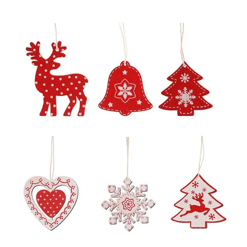

10pcs Wooden DIY Craft Christmas Tree Ornaments Christmas Pendant Navidad 2019 New Year Christmas Decorations for Home