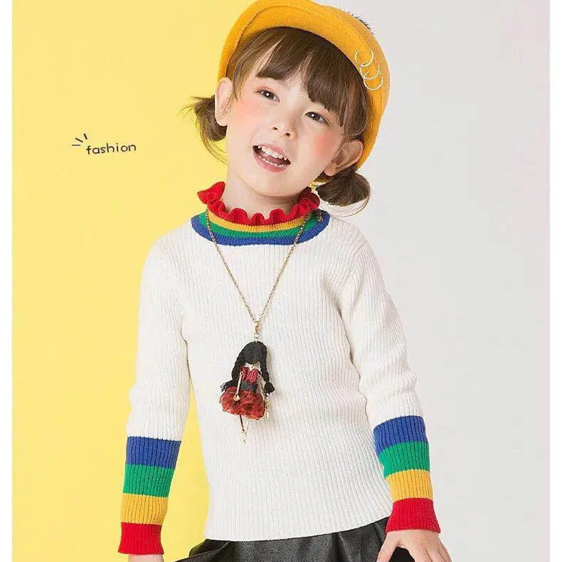 

Fashion Lace-up CHILDREN'S Sweater 2019 New Style Western Style Girls Autumn Clothing Sweater Children Base Shirt