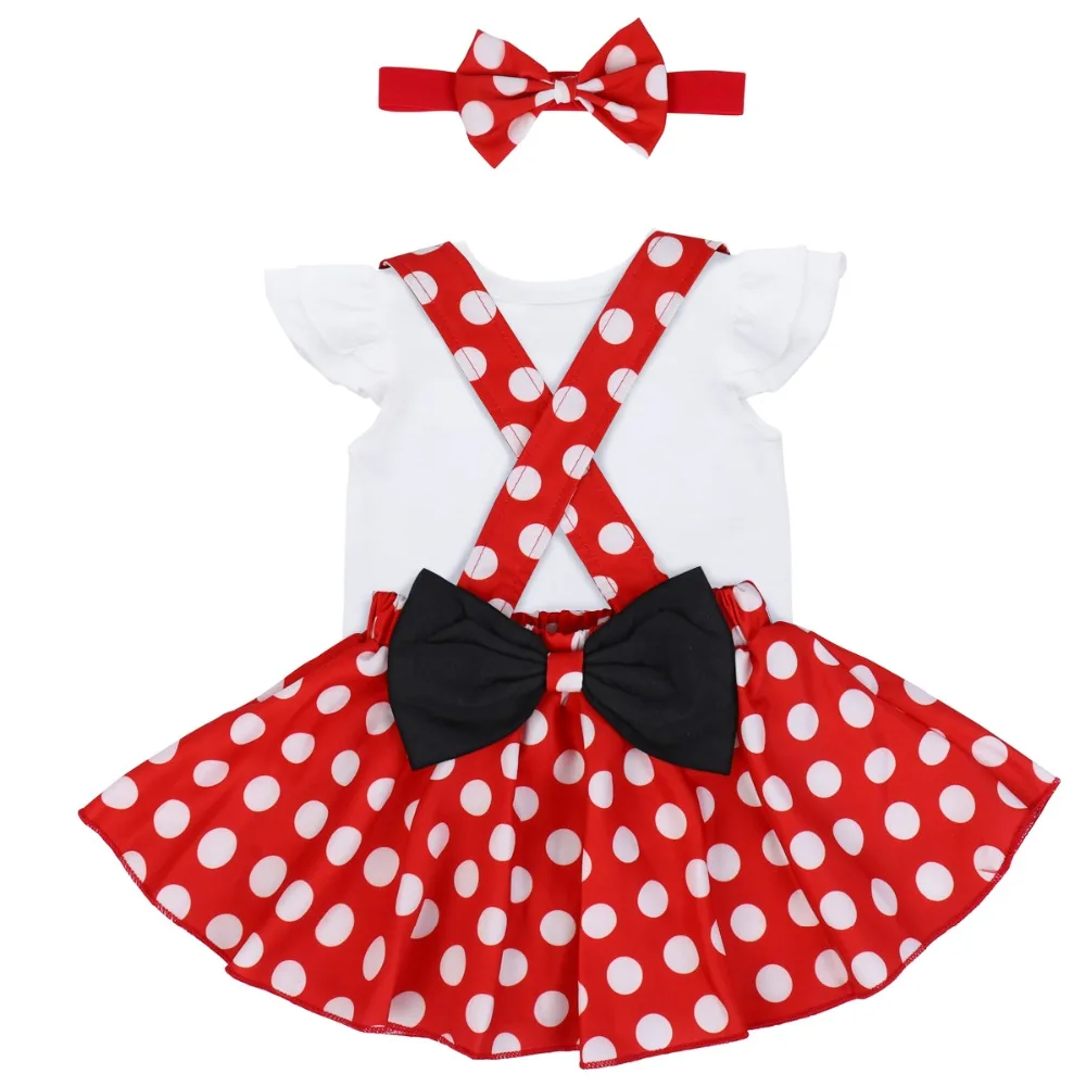 Girl Baby Birthday Clothes Cake Smash Outfit Polka Dot Outfit Cute Minnie Fancy Dress up Baby Girls Clothes Set Photography Prop