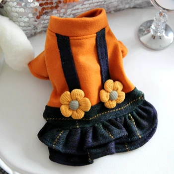 

Dog Clothes Autumn Winter Dress Dog Clothes Yellow High Collar Top Suitable for Small and Medium Sized Dog Pets