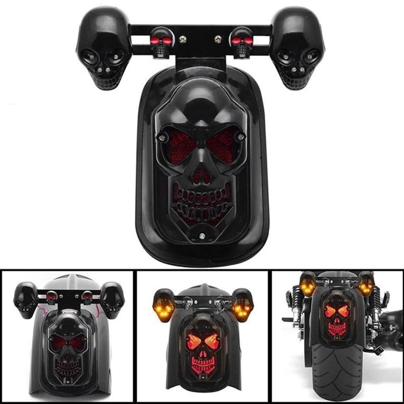 Motorcycle Refit Skull Light Amber Purple Flashing Turn Signal Brake Lights Headlight Indicator Rhombus Blinker Lamp |