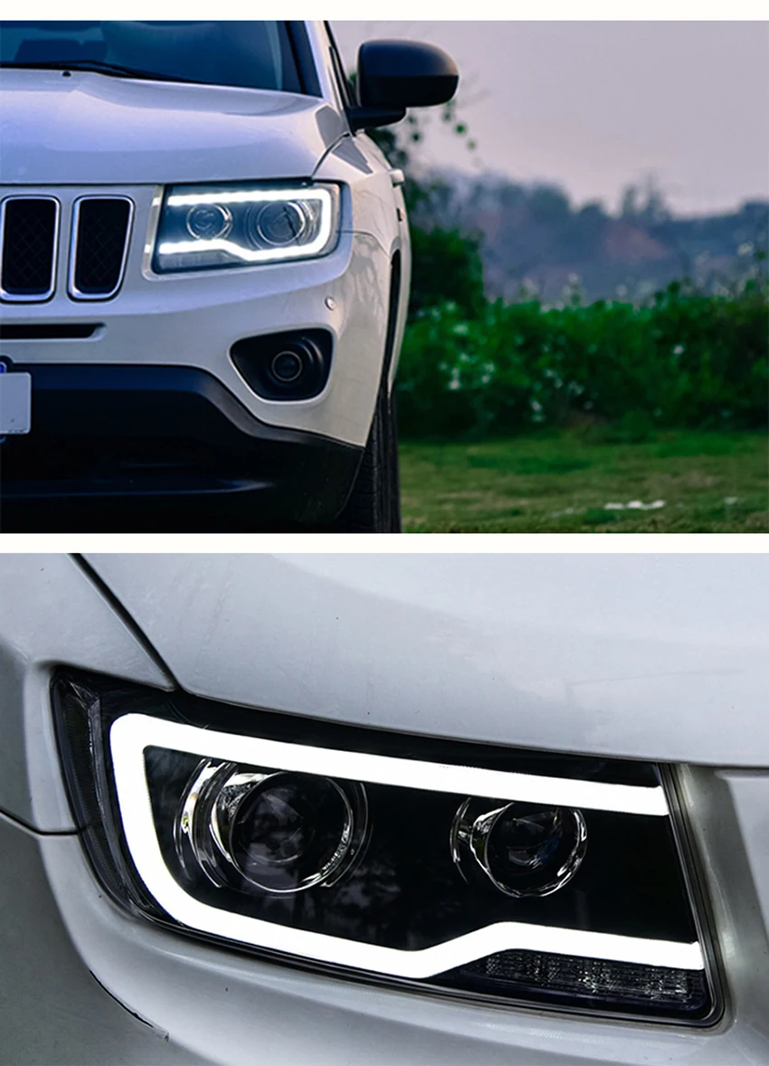 Автомобильный Стайлинг Головной фонарь для Jeep Compass фары компас 2011- Светодиодный фонарь H7 D2H Hid вариант Ангел глаз биксеноновые фары