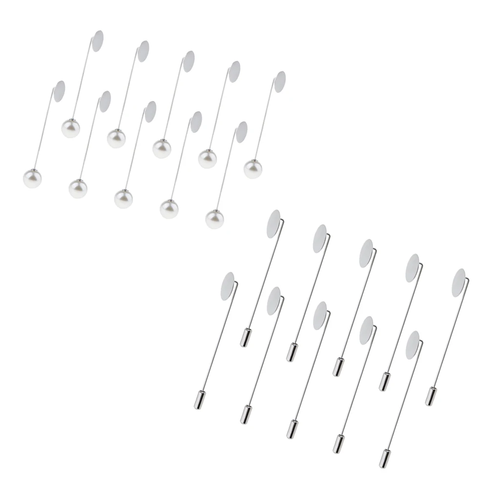 20 Pieces Blank Tray Glue On Pad Lapel Stick Pin DIY Clutch Boutonniere Pins