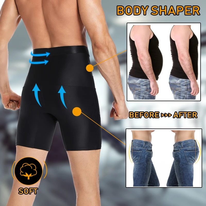 Men Body Shaper Tummy Control Shapewear Shorts High Waist Cinchers Trainer Slimming Anti-Curling Underwear Seamless Boxer Brief