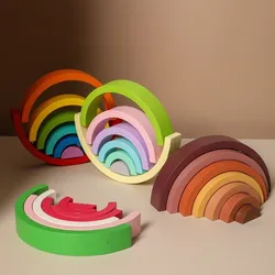 Mamimami – jouets à empiler pour bébé arc en ciel, blocs éducatifs créatifs Montessori, jouet en Silicone de qualité alimentaire sans BPA 