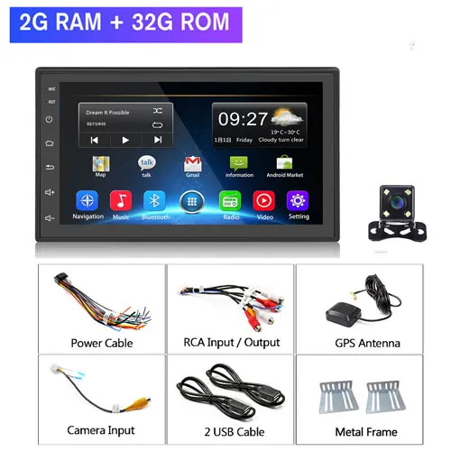 Camecho 2 din Автомобильный Радио gps android авто 7 ''универсальный автомобильный Радио мультимедийный плеер WiFi для Volkswagen Nissan hyundai Kia toyota - Цвет: 2 32G 4LED Cam
