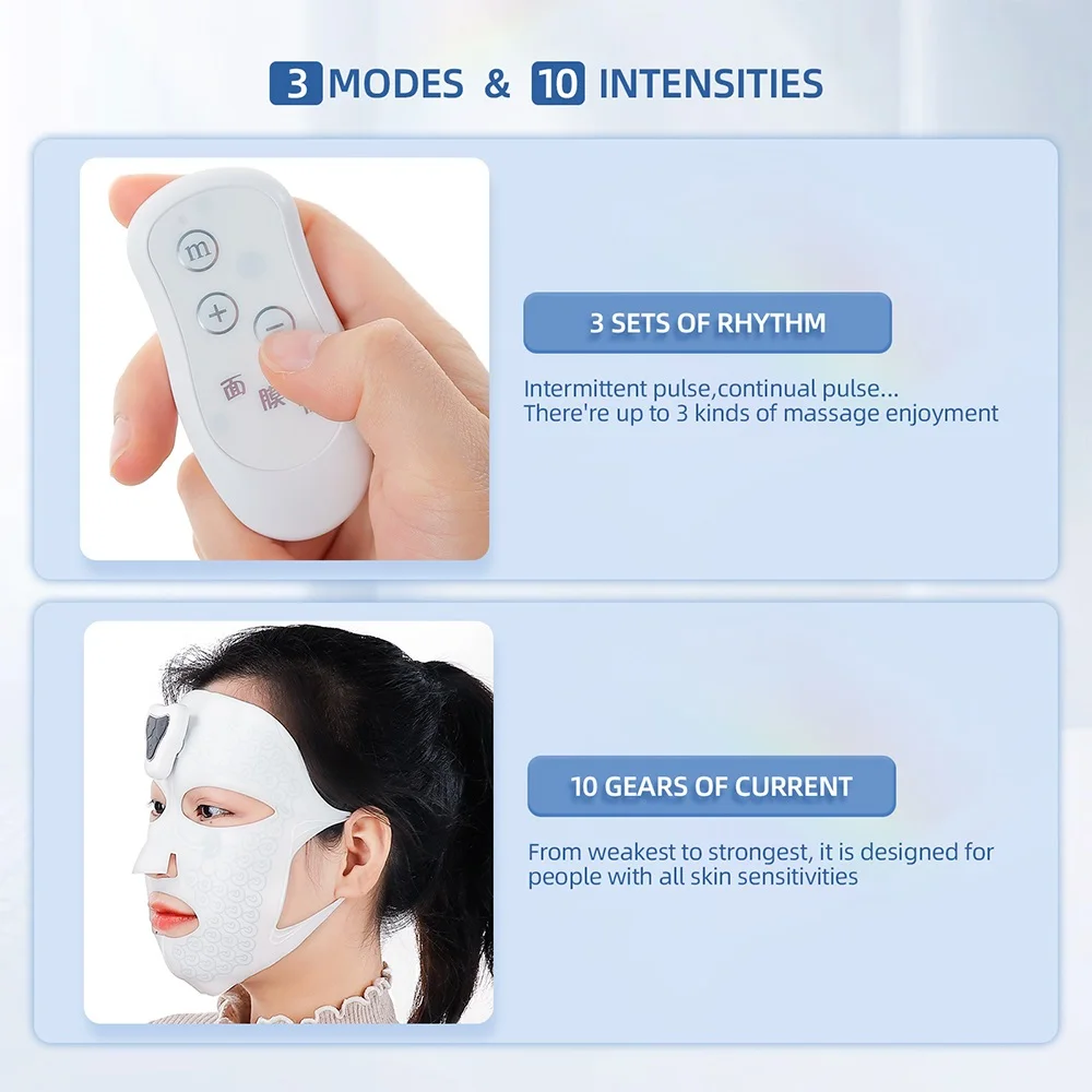 Electronic EMS Facial Mask Face Lifting Vibration Massager Face Brighten Mask Beauty Machine Skin Moisturize Anti Wrinkle Mask 3