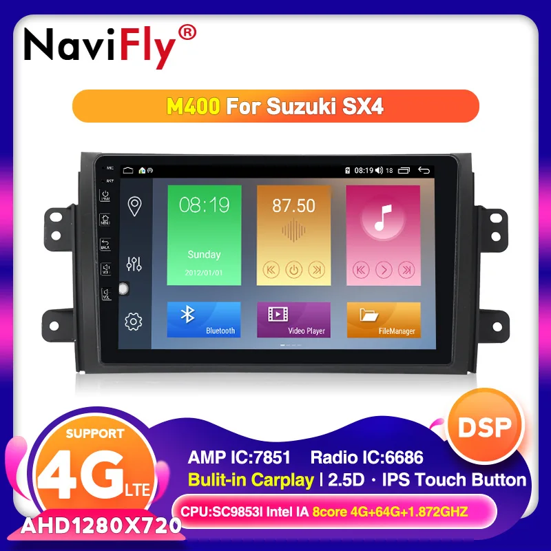 4G LTE Android 10 ips DSP + 64G для Suzuki SX4 2006 2007 2008 2009 2010 2011 2012 автомобильный Радио