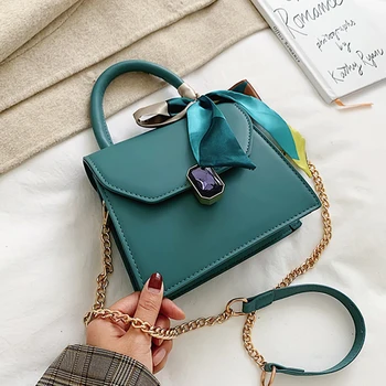 

HOCODO Chain Small Crossbody Bags For Women 2020 Quality Pu Leather Shoulder Bag Fashion Ribbon Decoration Handbags Travel Purse