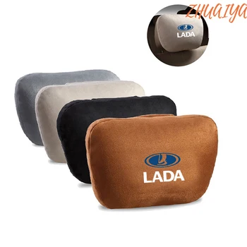 

2pcs Car Headrest Maybach Design S Class Ultra Soft Pillow Suede Fabric Pillow Accessories For LADA logo Priora Sedan sport