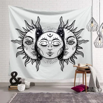 

200*150cm FSun Moon Goddess Printed Tapestry Background Decorative Removable Home Decor Wall Hanging Psychedelic Blackets