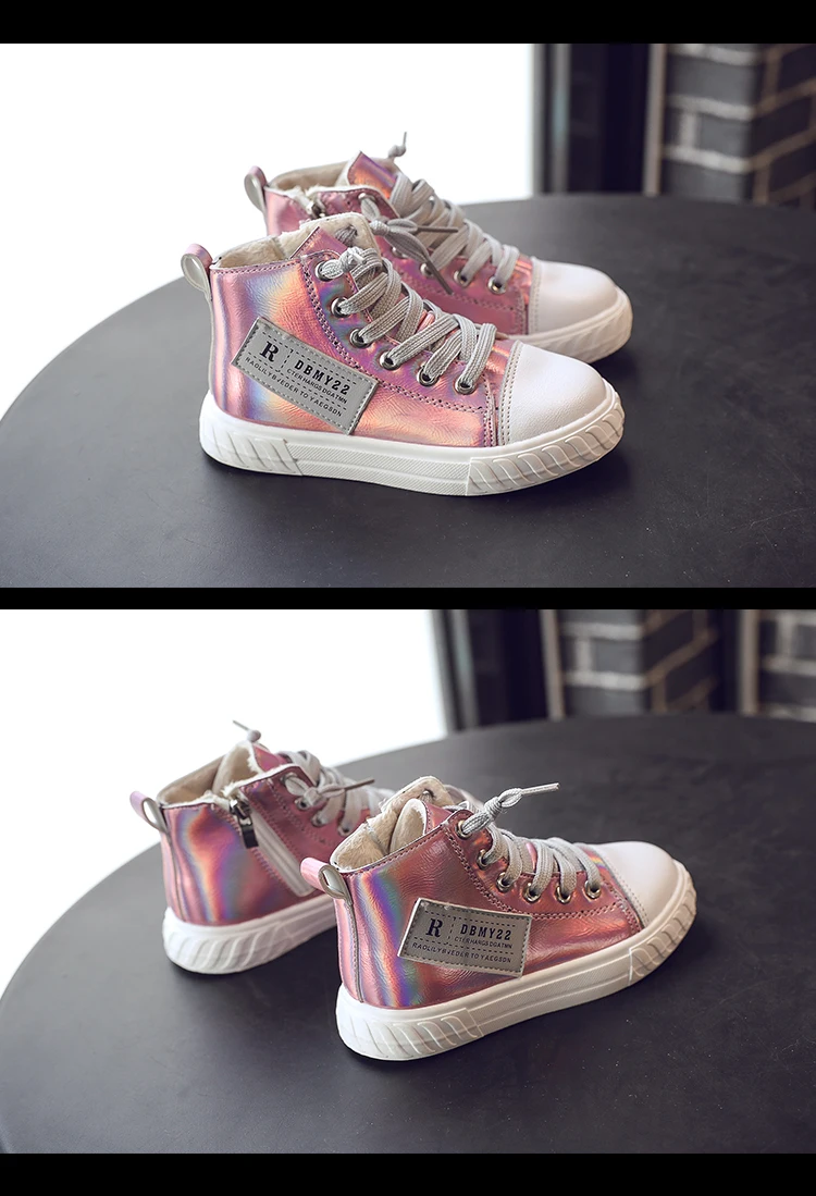 Boys Shoes Autumn Winter Kids Casual Shoes With Warm Cotton For Boy Girl Children Skate Sneakers High-top Fashion Soft New