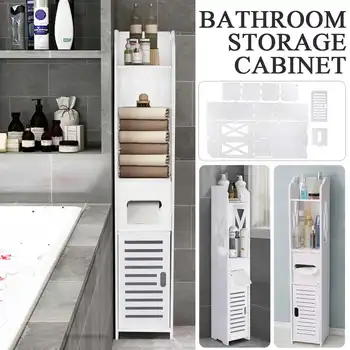 

White 4 Layers Bathroom Cabinet Toilet Furniture Cupboard Shelf Storage Modern Standing Organizer Rack