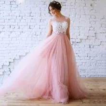 Румяное розовое богемное свадебное платье es сексуальное иллюзионное кружевное длинное пляжное свадебное платье с аппликацией свадебное платье vestido de noiva