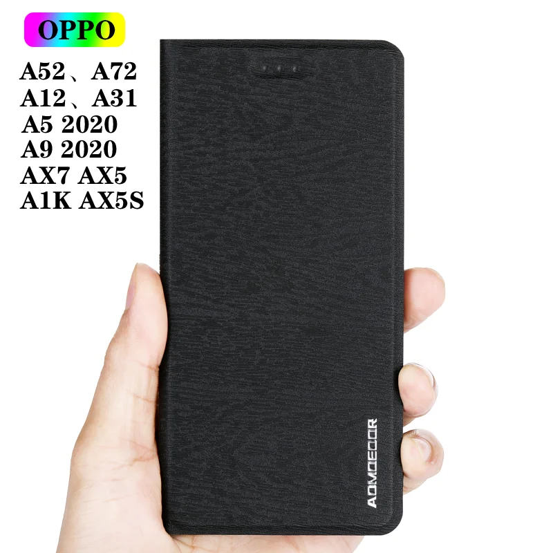 Кожаный флип-чехол для OPPO A54 A74 A94 A52 A72 A53 A31 A12 A15 A5 A9 2020 A91 A73 A93 AX7 задняя крышка