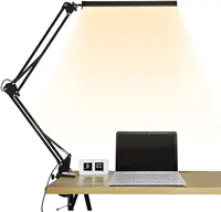 LED Desk Lamp with Clamp,Eye-Caring Table Lamps,Dimmable Office Lamp with USB Charging Port,3 Lighting Modes with 10 Brightness 2