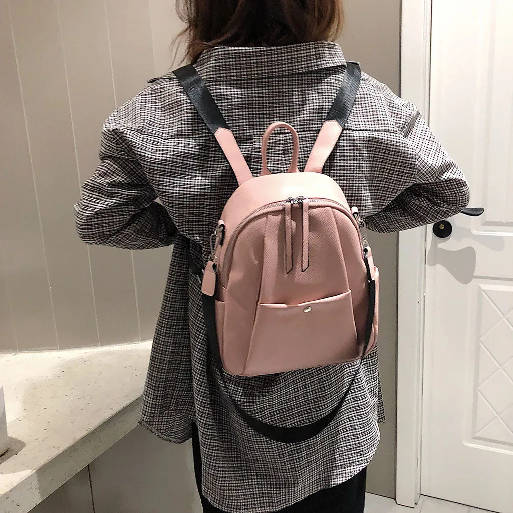 Рюкзак однотонный Дамский винтажный весенне-летний модный женский модный многофункциональный дикий мешок мягкая элегантная сумка-мешок