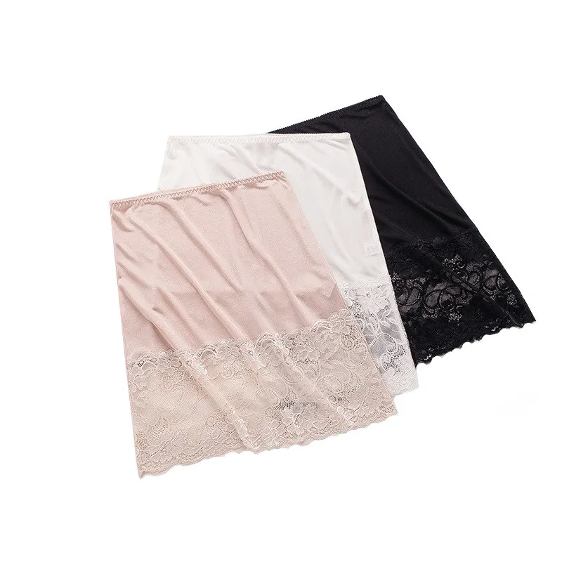 Underskirt Lining Birdsky, 2PCS Women silk half slips petticoat chemise lace underskirt high waist 70% viscose 30% mulberry silk 3 colors. OR-63