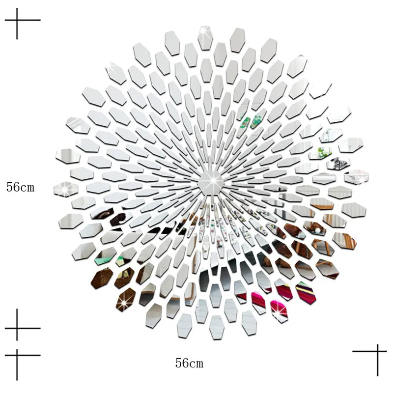 Креативный художественный геометрический узор лепесток декорации фон стены спальни Коридор Настенный декор самоклеющиеся акриловые зеркальные настенные палки