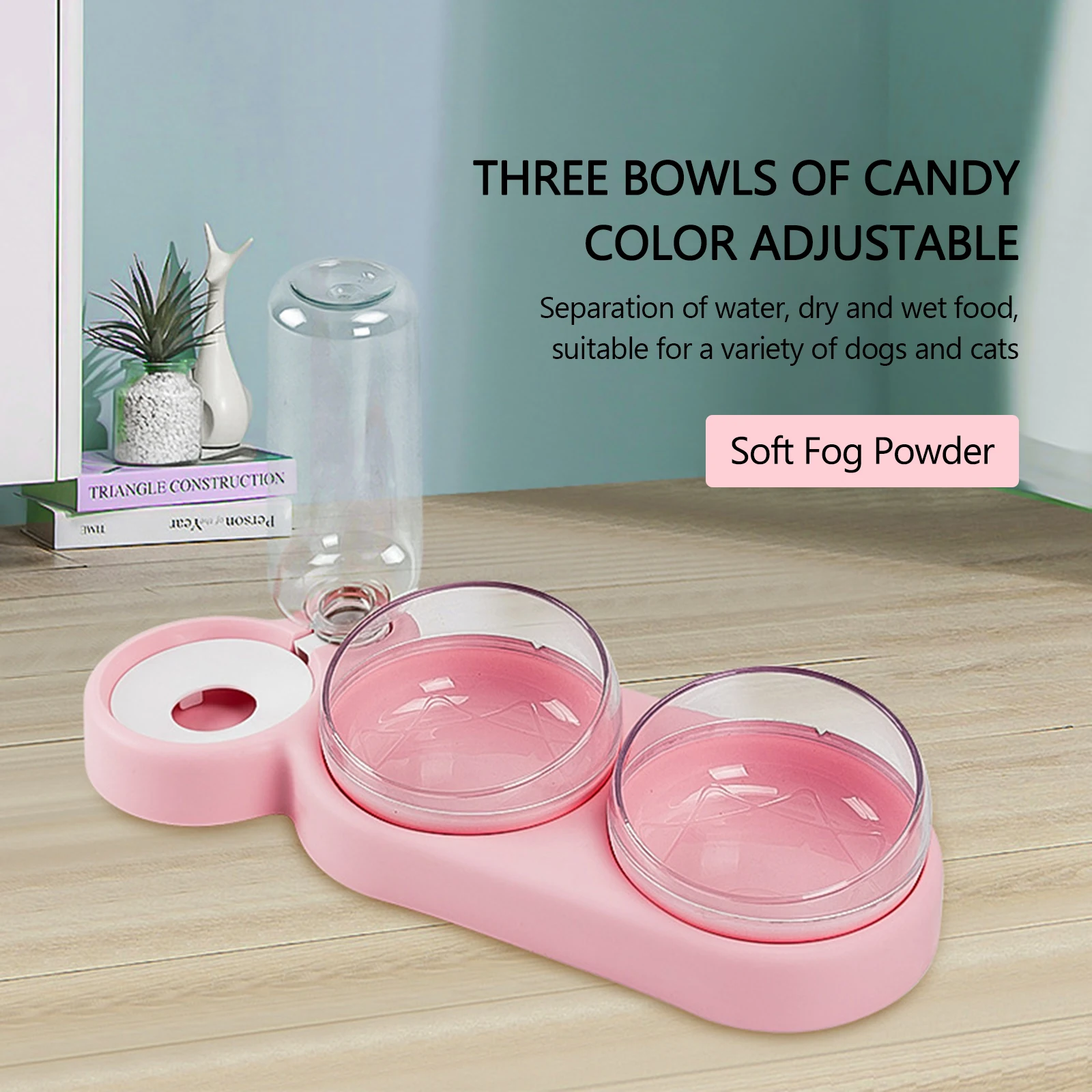 Title 7, Pet Bowl Cat Double Bowls Food Water Feeder Wit...