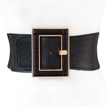Design Wide Belt Female Dress Belts Decorate Waistband Fashion Silver Pin Buckle Velvet Belt Party Belt Black Flannel Women
