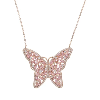 

USA european Cute Butterfly Choker Necklace For Women Gold rose Color 41+5cm Chain 2020 Fashion Female Chocker Jewelry