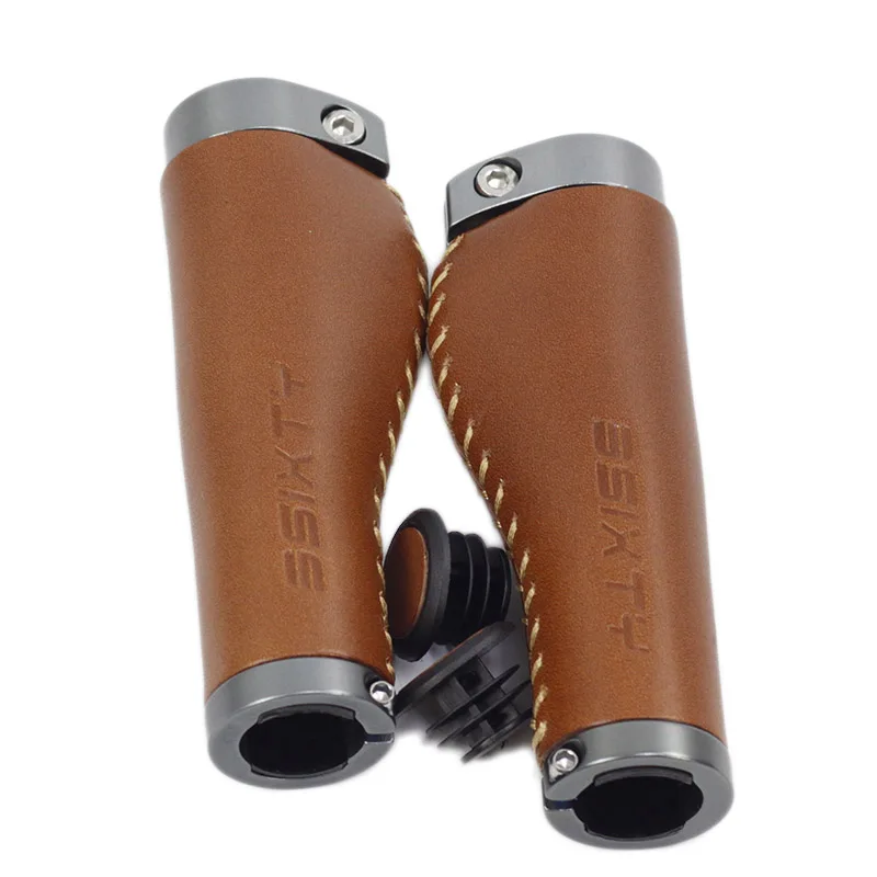 3SIXTY bike Grips Alloy& Real Leather Handlebar for Brompton 3sixty - Цвет: brown