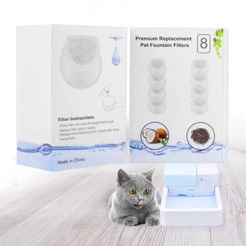

8pcs Pet Fountain Filter Purifier Healthy Odor Removal Hygiene Safe Replacement Parts Feeder Drinkwell Cats Dogs For Avalon