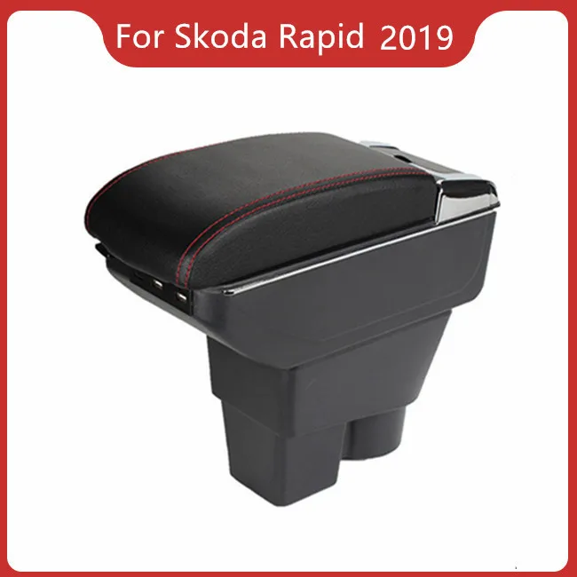 

CAR ARMREST FOR SKODA RAPID 2019 Car Accessories Console Box Center Arm Rest With Cup Holder Ashtray Storage Box