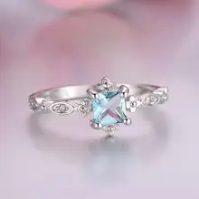 Изысканный женский винтажный Синий Циркон Серебряное кольцо предложение кольца для вечеринок свадебное Ювелирное кольцо