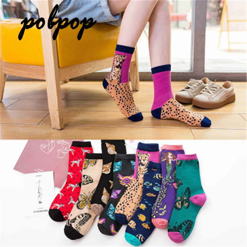 Теплые носки для мужчин и женщин, модные носки с рисунками животных, с рисунками забавных животных, пара носков из хлопка, хорошее качество