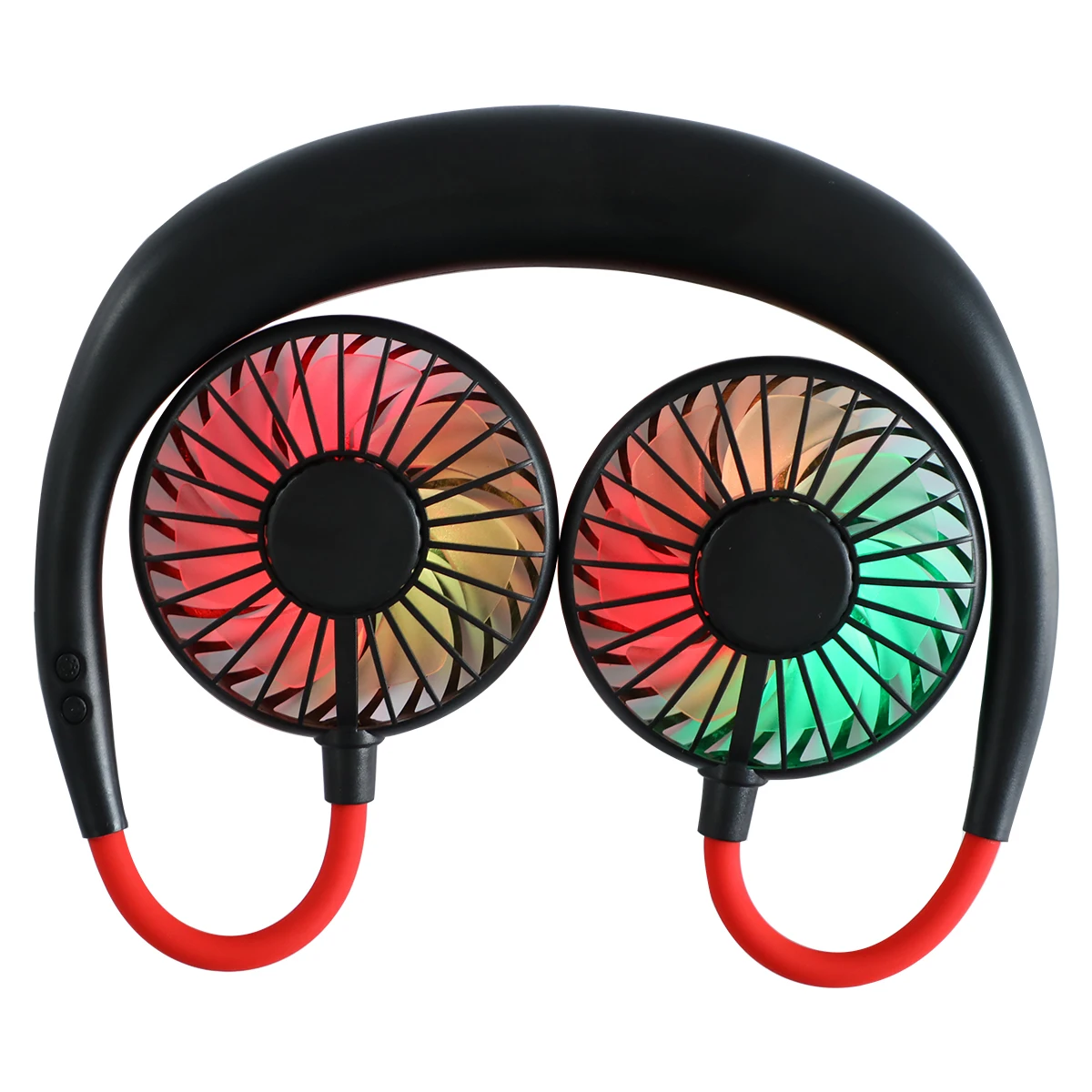 

Portable Fans Wearable Neckband Fans With Usb Rechargeable Battery Operated Dual Wind Head 3 Speed Hands-free Fans Silicone